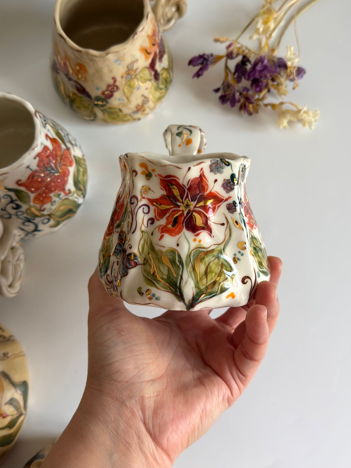 Burnt Orange Flower Mug