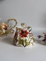 Burnt Orange Flower Mug