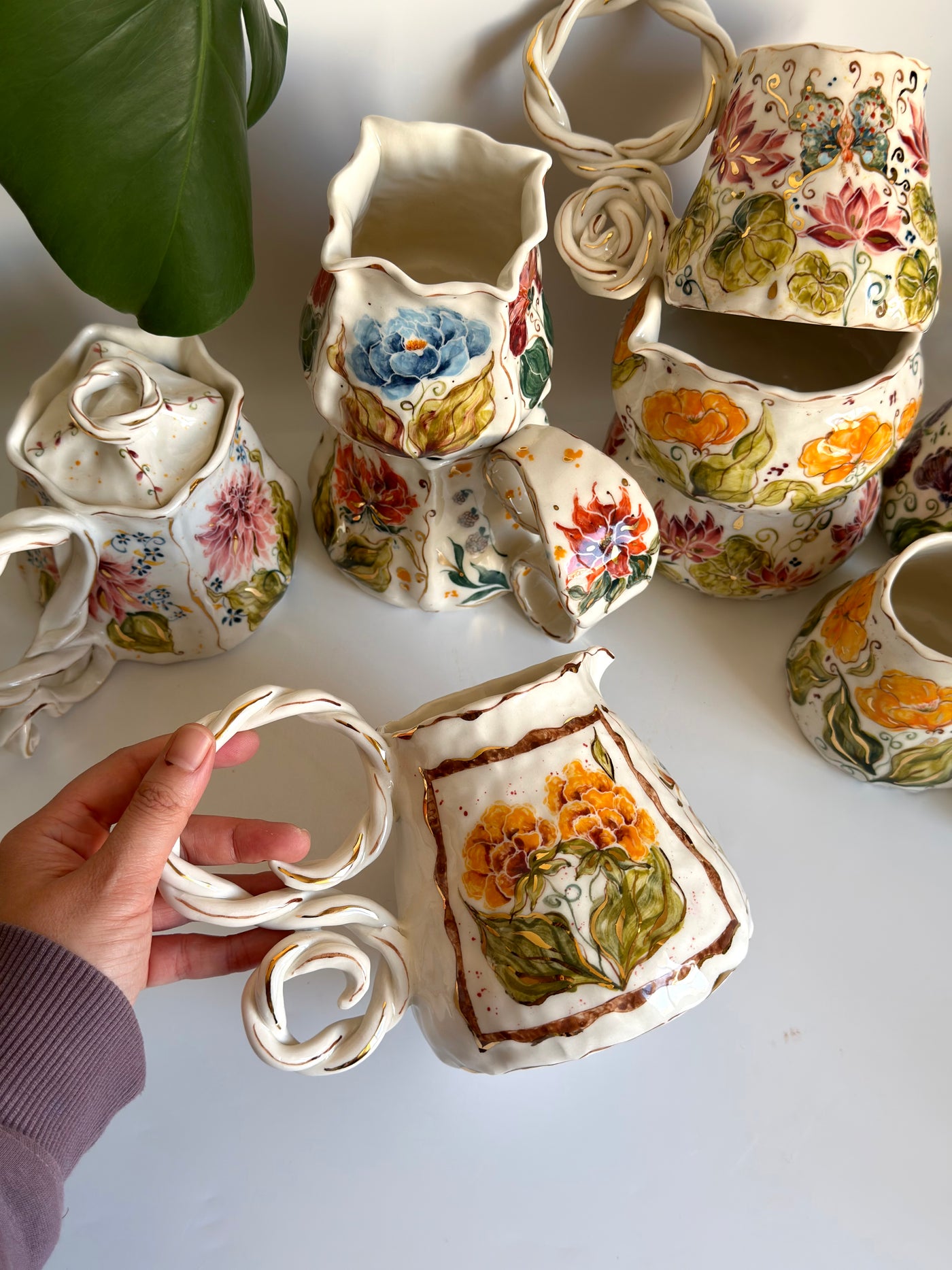 Framed Flowers Pitcher