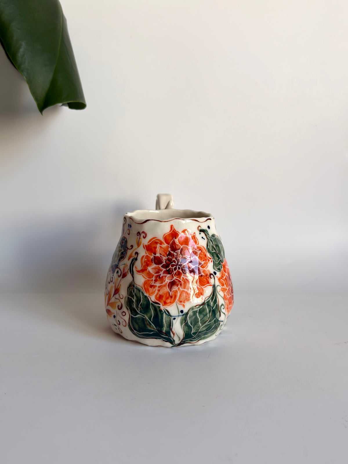 Dahlia Flowers and Butterfly Mug