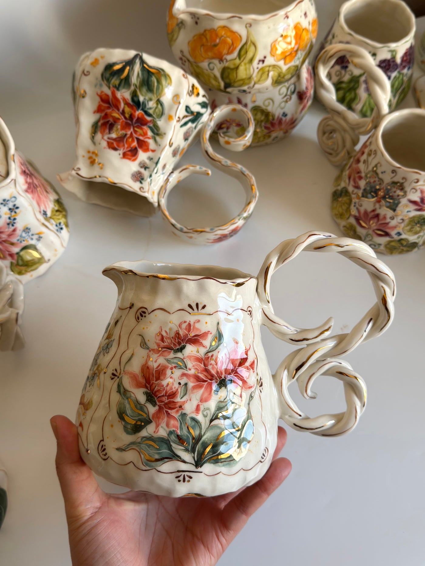 Framed Flowers Pitcher