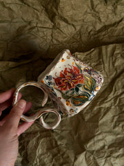 Burnt Orange Flower Mug