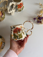 Burnt Orange Flower Mug