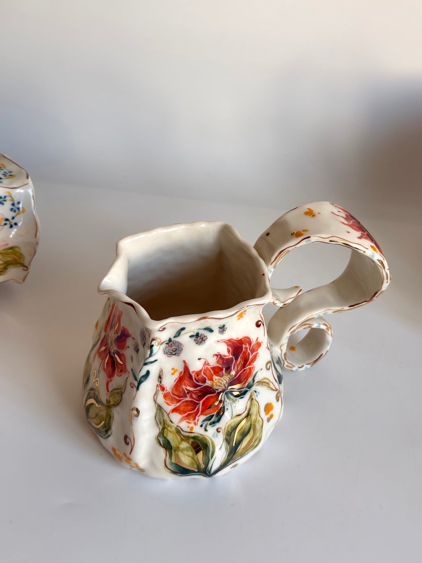 Burnt Orange Flowers Pitcher