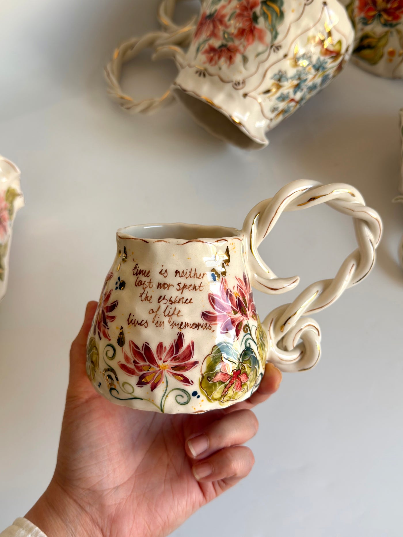 Water Lily Flowers and Dragonfly Mug