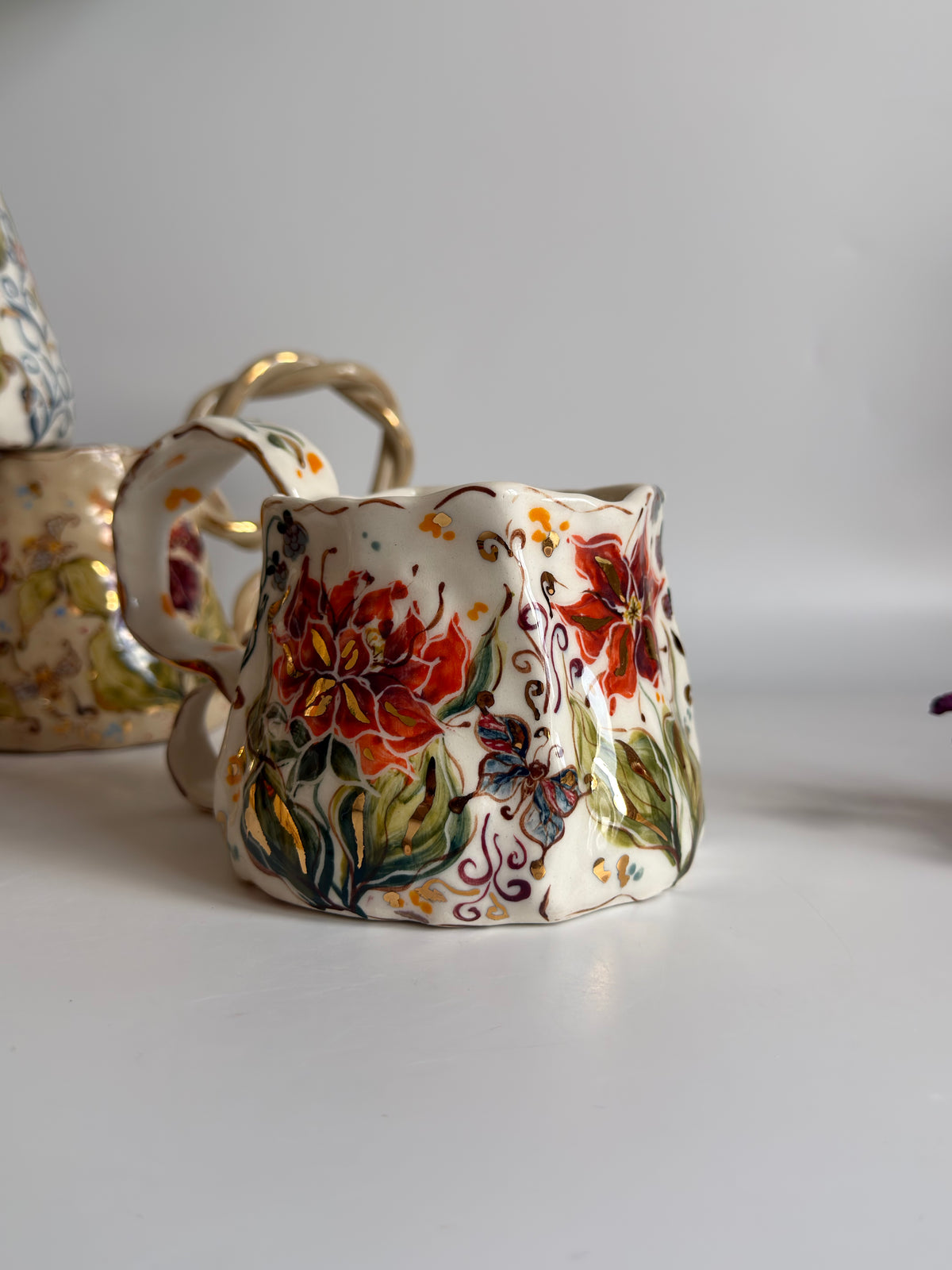 Burnt Orange Flower Mug