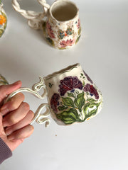 Purple Carnations Floral Mug