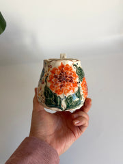 Dahlia Flowers and Butterfly Mug