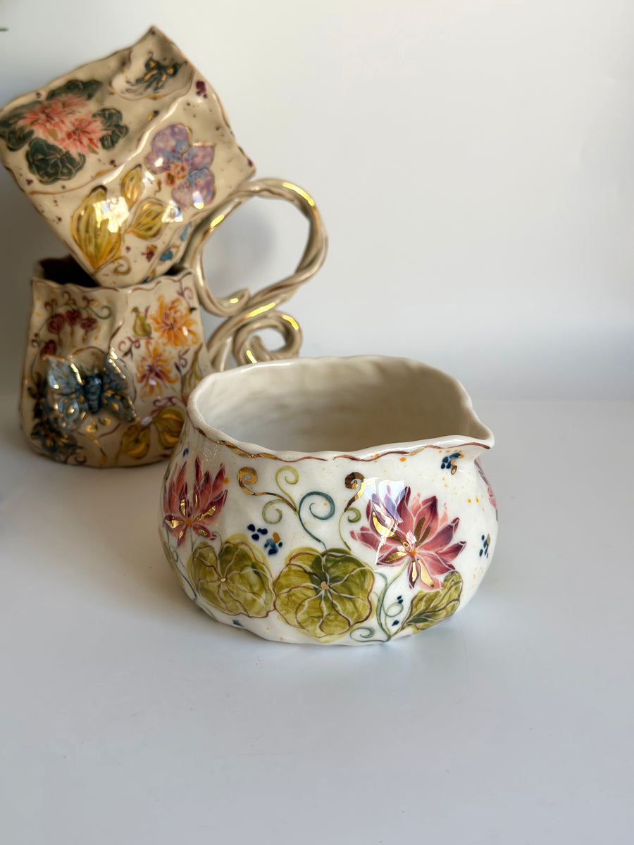 Water Lily Flowers Matcha Bowl