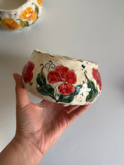 Red Poppies and Bumblebees Bowl
