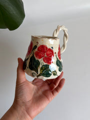 Red Poppy Floral Mug