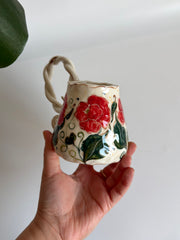 Red Poppy Floral Mug