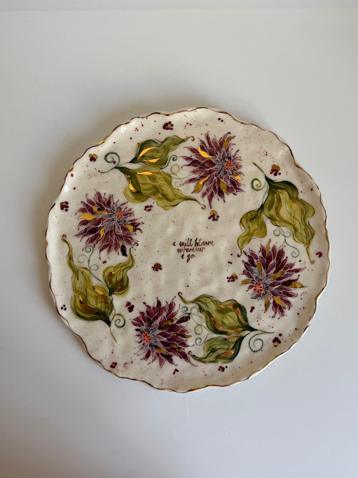 I Will Bloom Wherever I Go Dahlia Flowers Plate