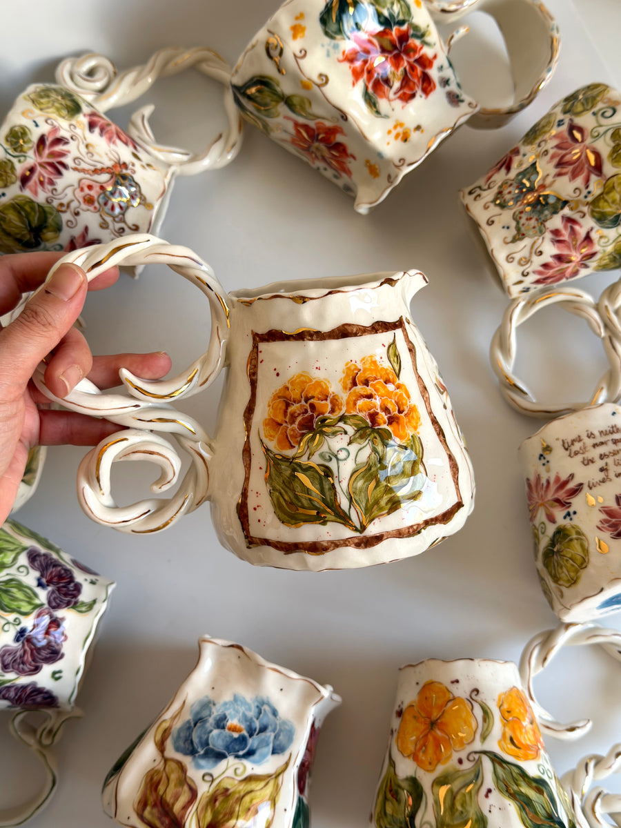 Framed Flowers Pitcher