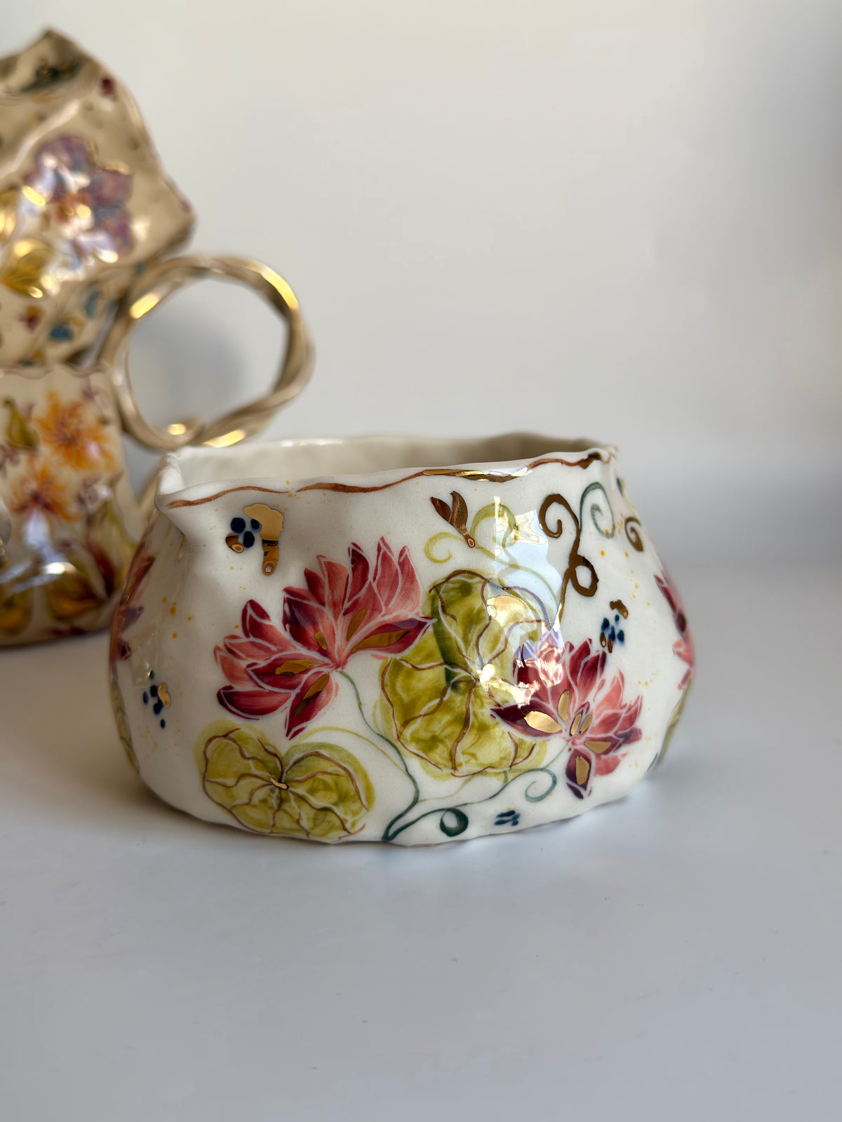 Water Lily Flowers Matcha Bowl
