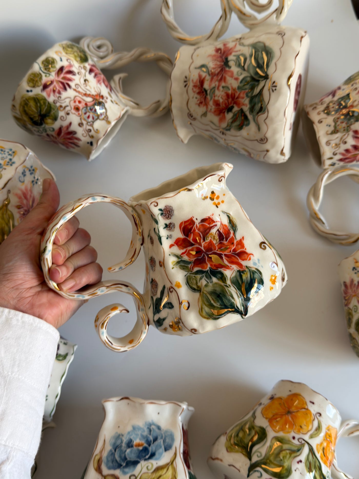 Burnt Orange Flowers Pitcher