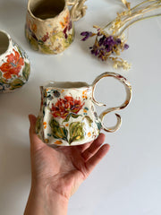 Burnt Orange Flower Mug
