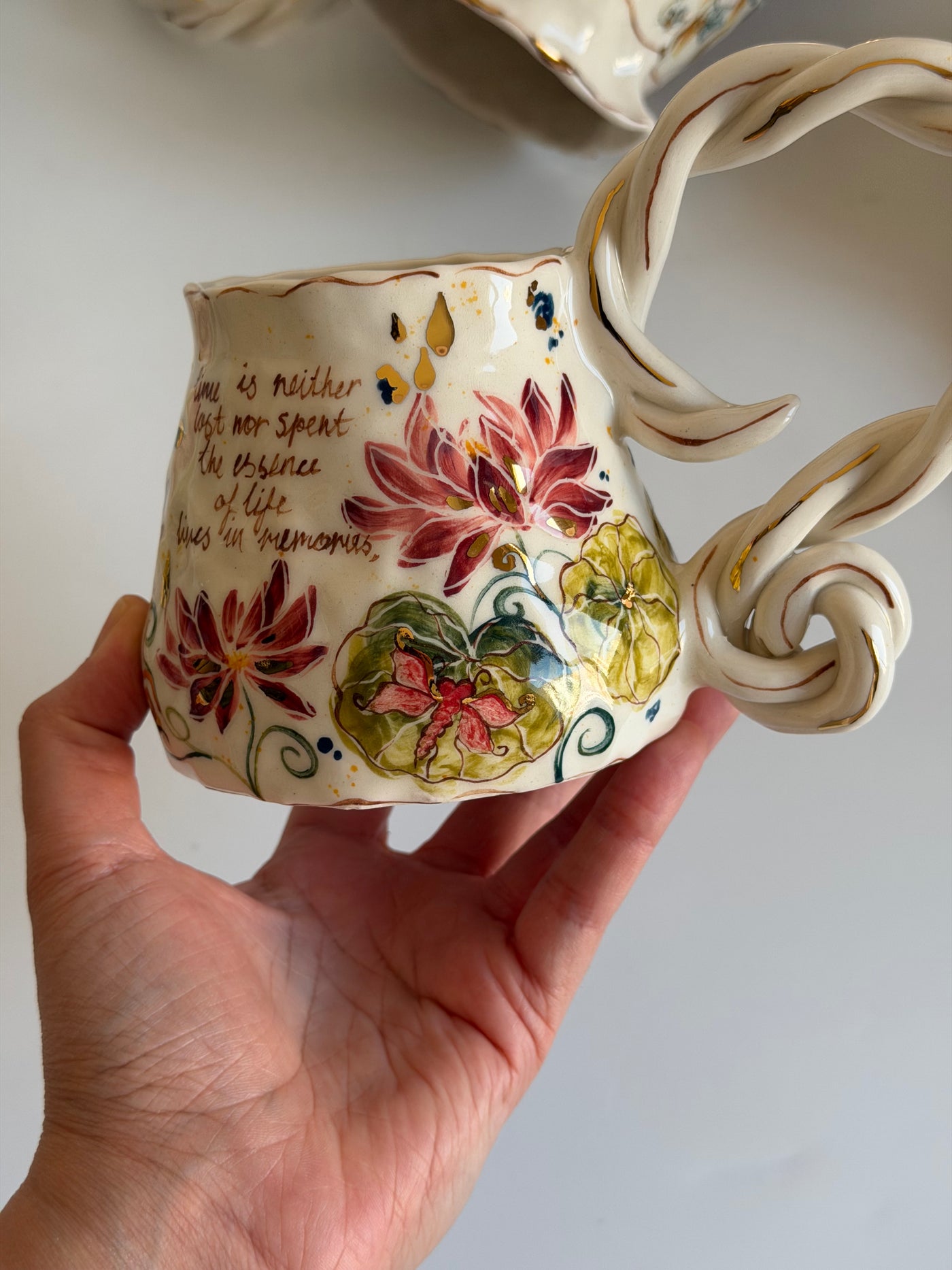 Water Lily Flowers and Dragonfly Mug