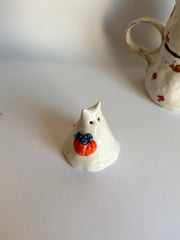 Cat Ghost with Pumpkin Basket Incense Holder
