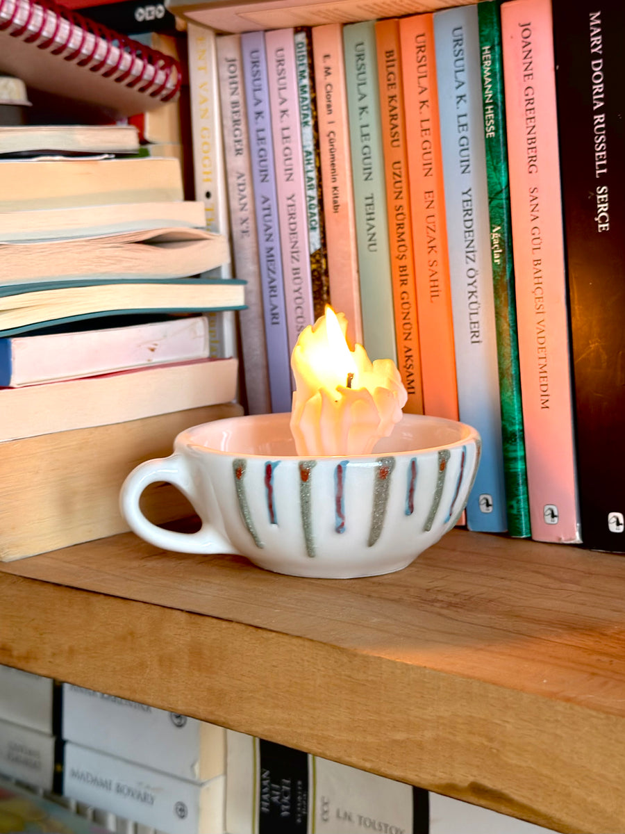 Striped Glazed Candle Holder