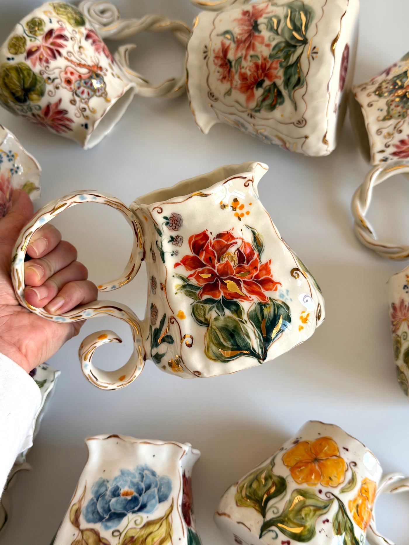 Burnt Orange Flowers Pitcher