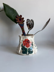 Dahlia Flowers Utensil Holder / Vase