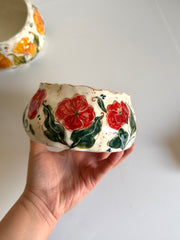 Red Poppies and Bumblebees Bowl
