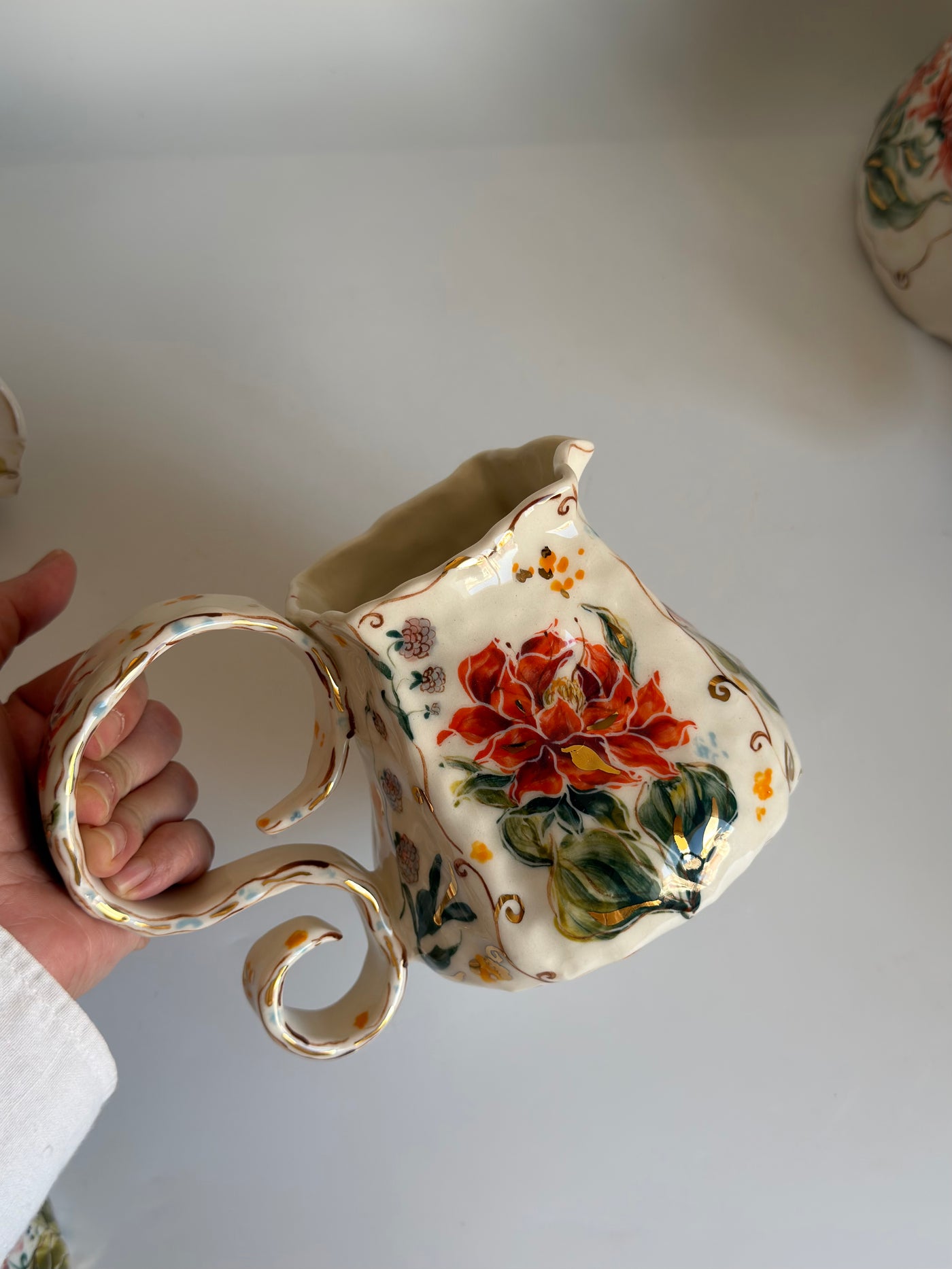 Burnt Orange Flowers Pitcher