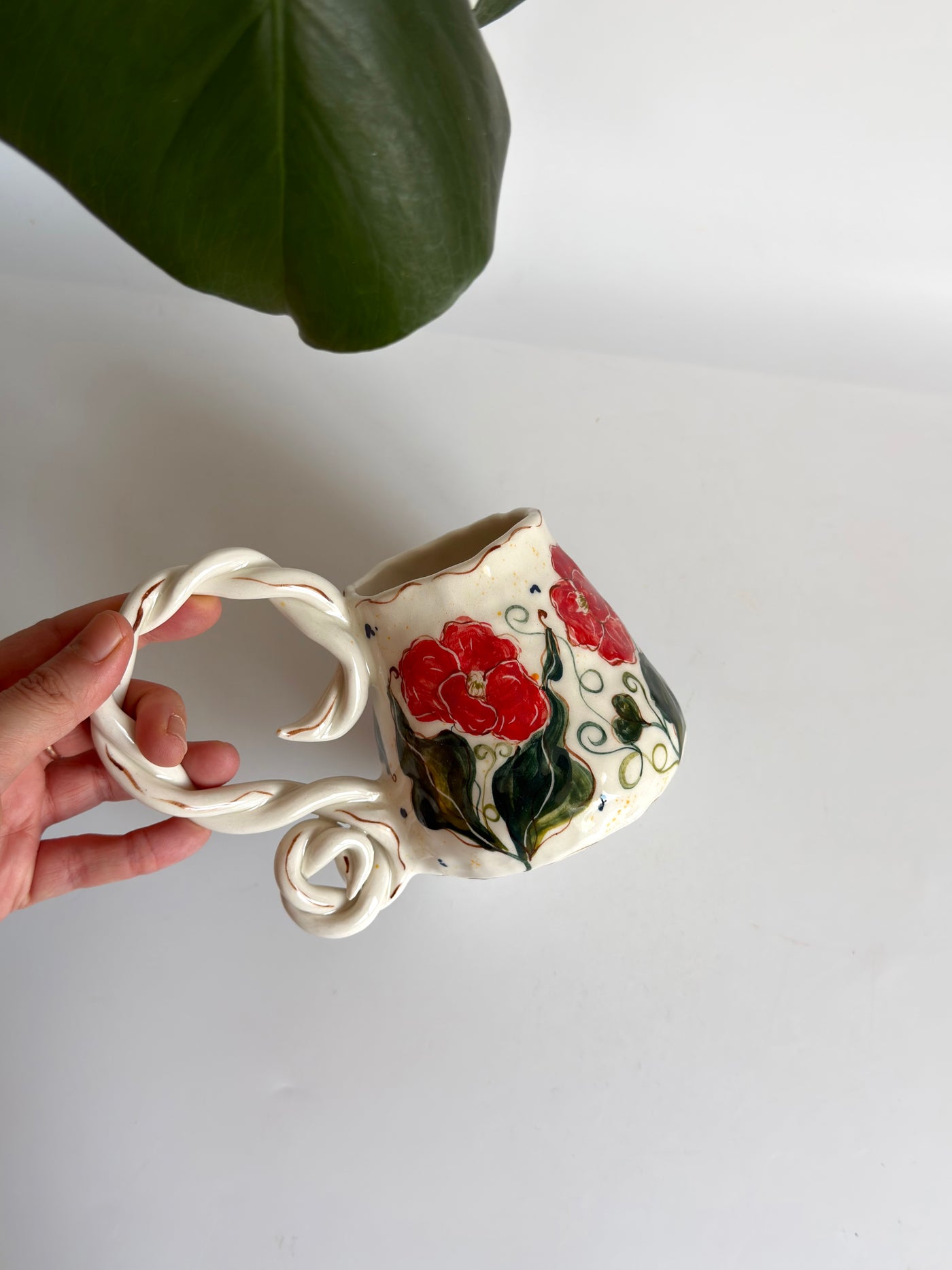 Red Poppy Floral Mug