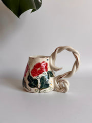 Red Poppy Floral Mug