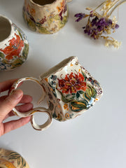 Burnt Orange Flower Mug