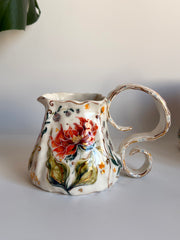 Burnt Orange Flowers Pitcher
