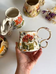 Burnt Orange Flower Mug