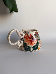 Dahlia Flowers and Butterfly Mug