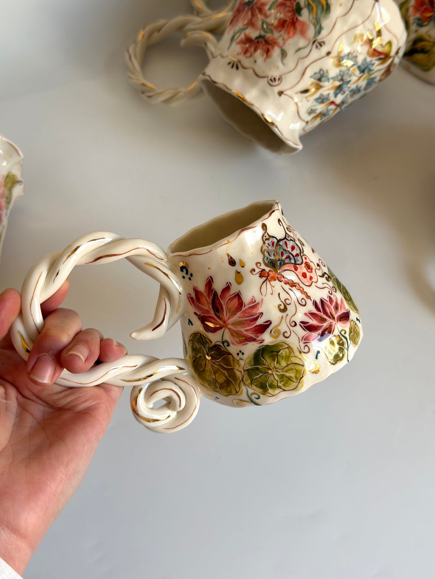 Water Lily Flowers and Dragonfly Mug