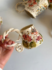 Water Lily Flowers and Dragonfly Mug