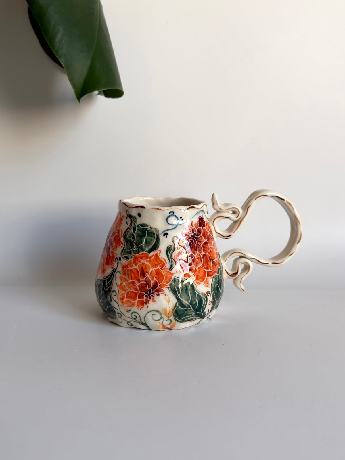 Dahlia Flowers and Butterfly Mug