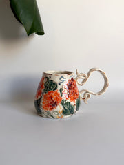 Dahlia Flowers and Butterfly Mug