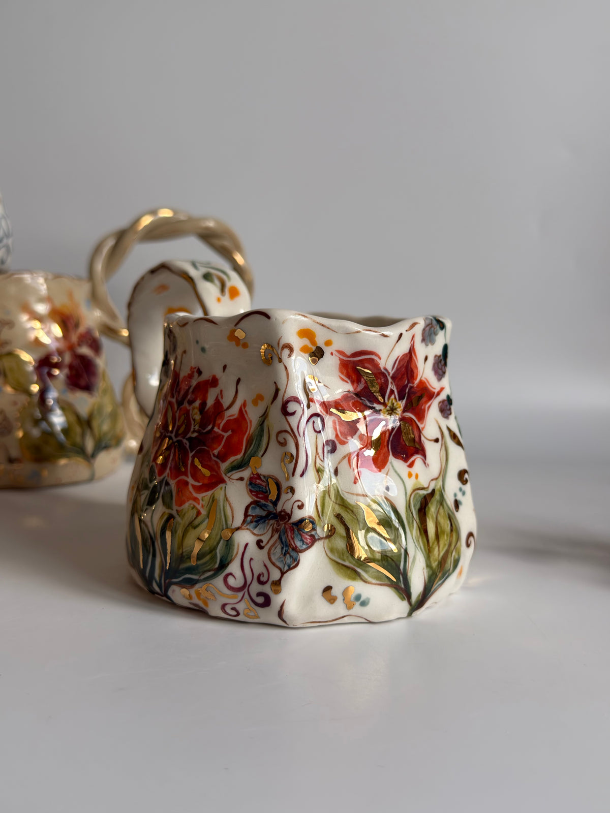 Burnt Orange Flower Mug