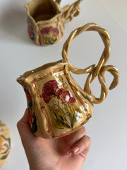 Framed Garden Floral Mug with Handle