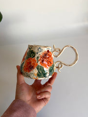 Dahlia Flowers and Butterfly Mug