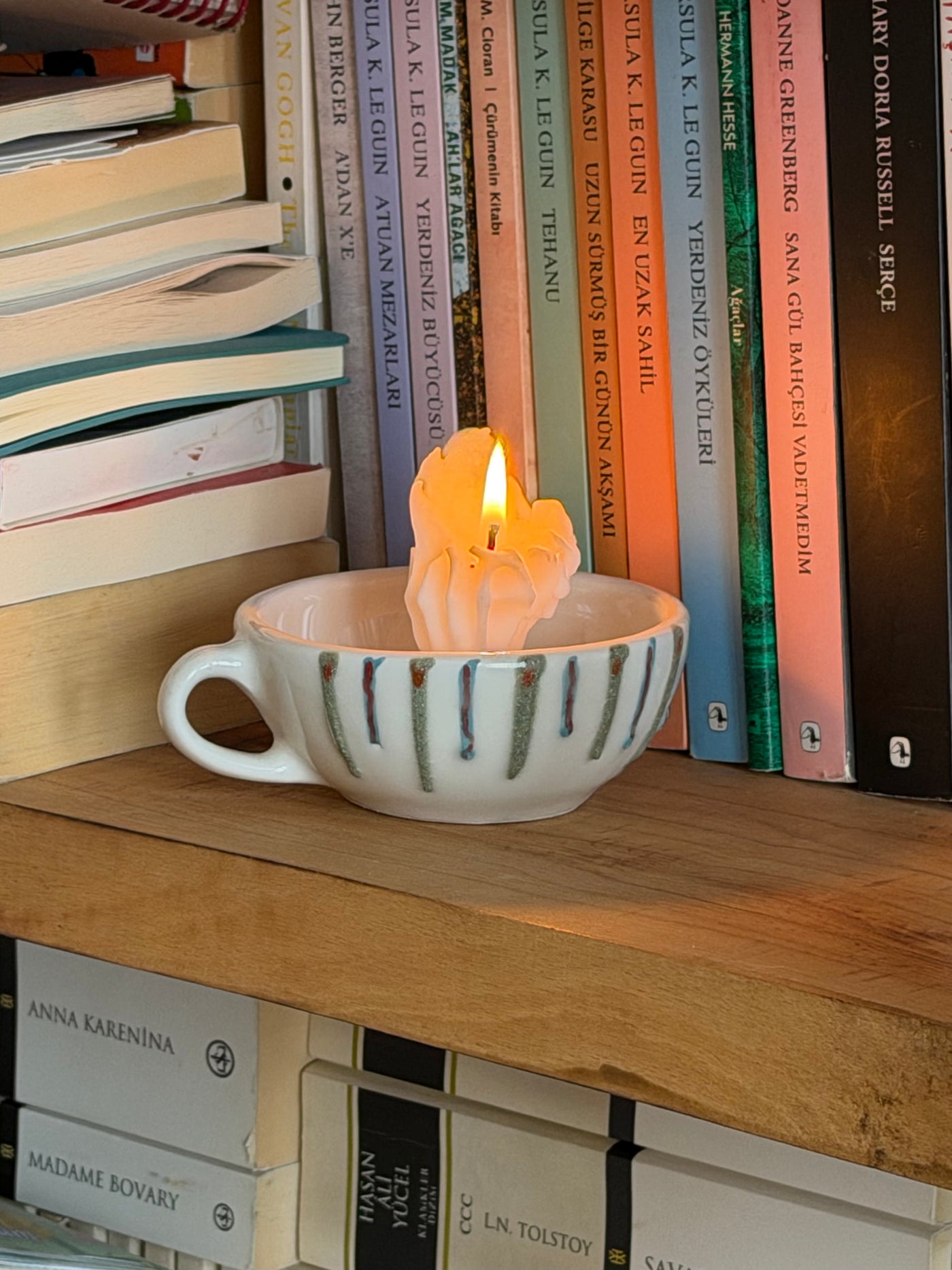 Striped Glazed Candle Holder