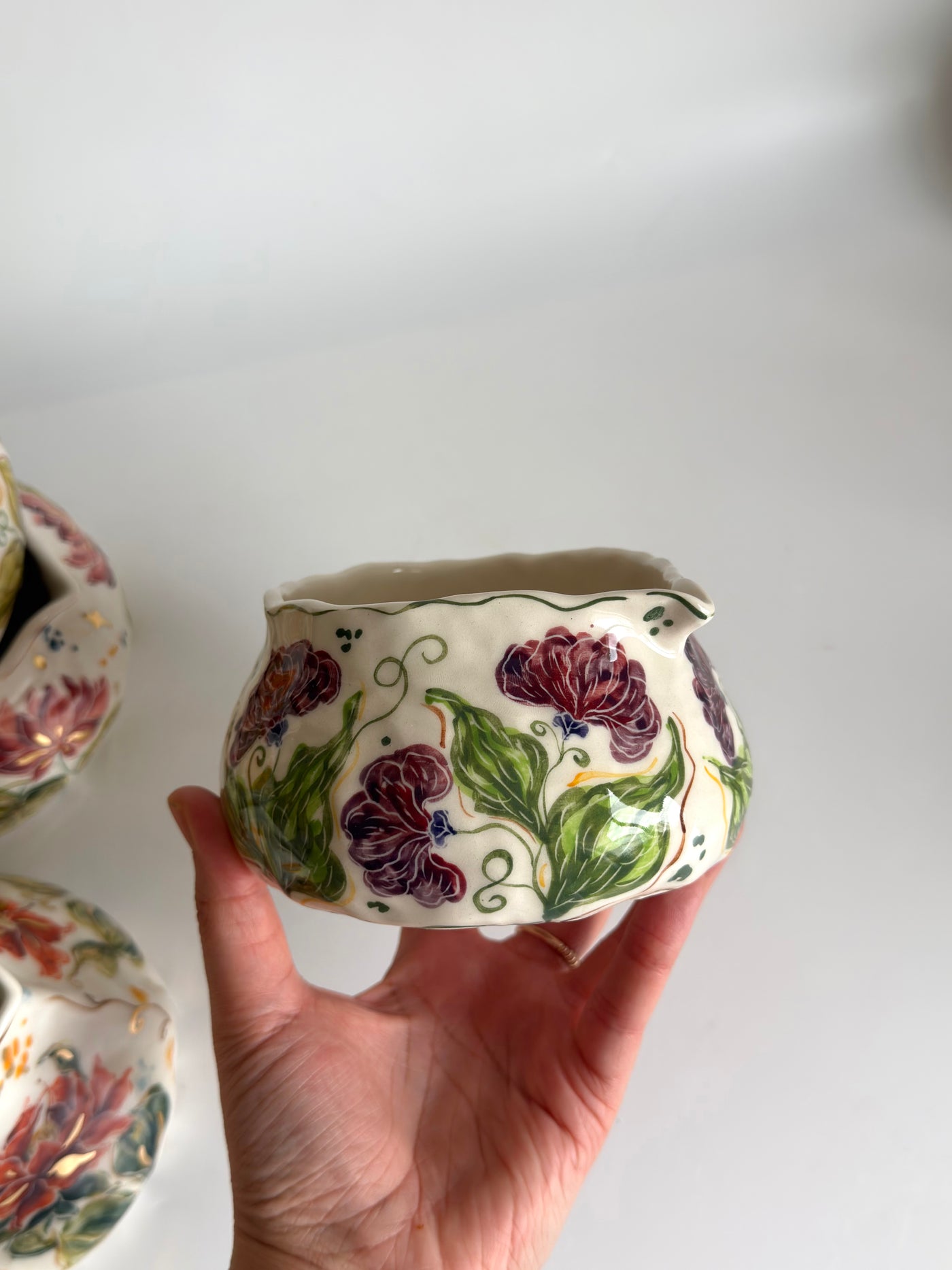 Matcha Bowl with Carnations Flowers