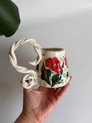Red Poppy Floral Mug