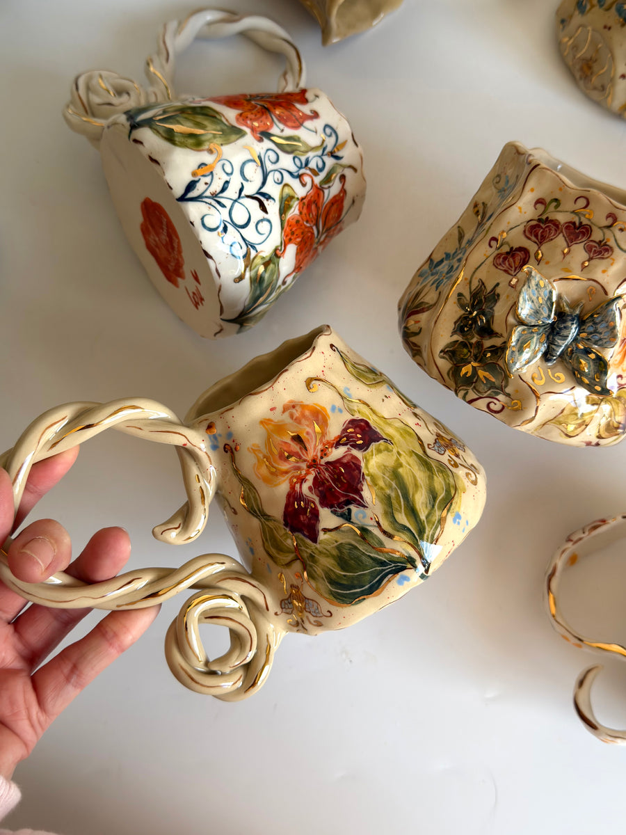 Boho Iris Flower Mug
