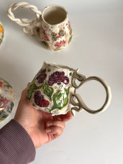 Purple Carnations Floral Mug
