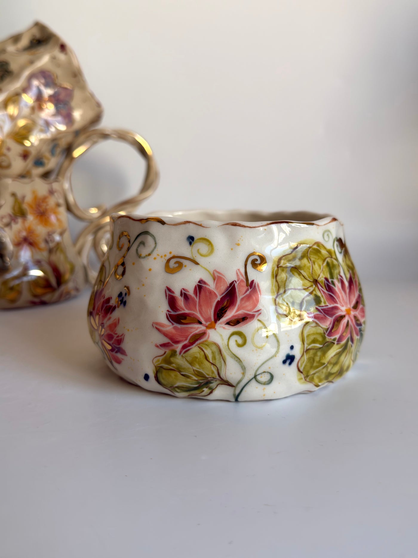 Water Lily Flowers Matcha Bowl