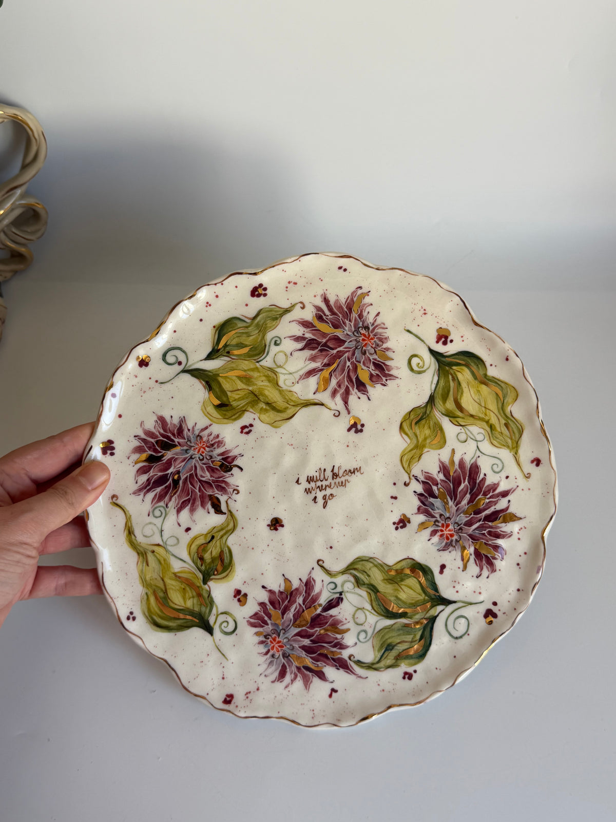 I Will Bloom Wherever I Go Dahlia Flowers Plate