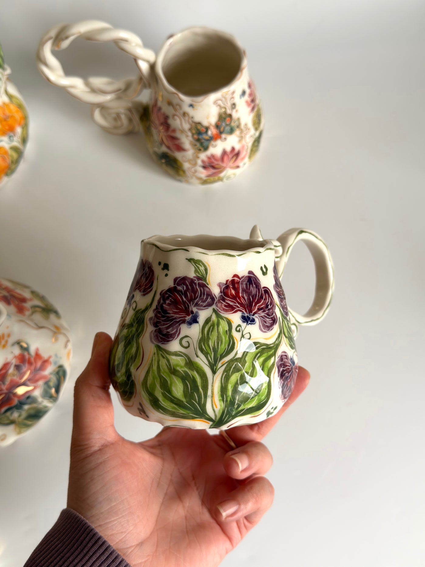 Purple Carnations Floral Mug