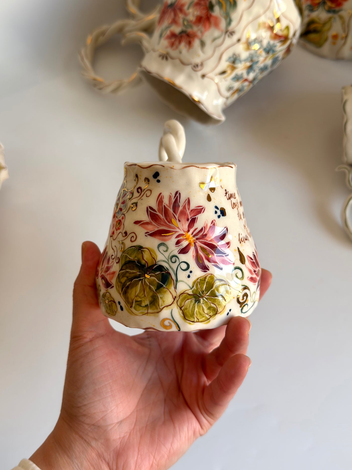 Water Lily Flowers and Dragonfly Mug